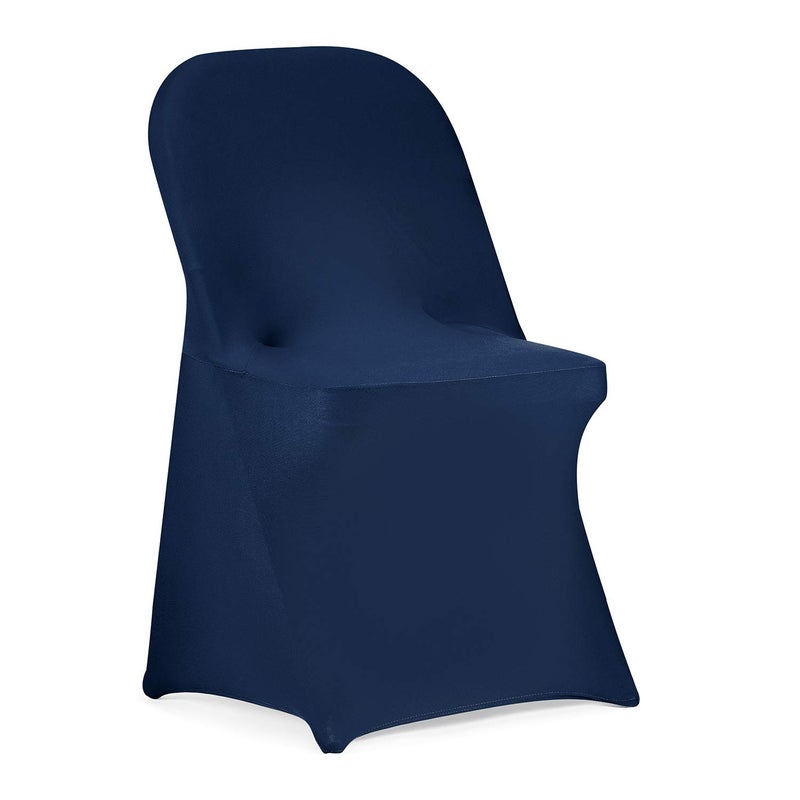 Peomeise Stretch Spandex Folding Chair Cover for Wedding Party Dining Banquet Event (Navy,12pcs) - Image 1